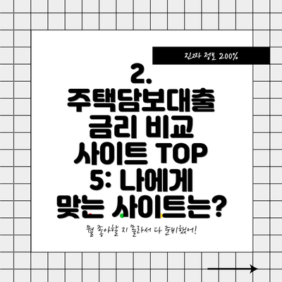 2. 주택담보대출 금리 비교 사이트 TOP 5: 나에게 맞는 사이트는?