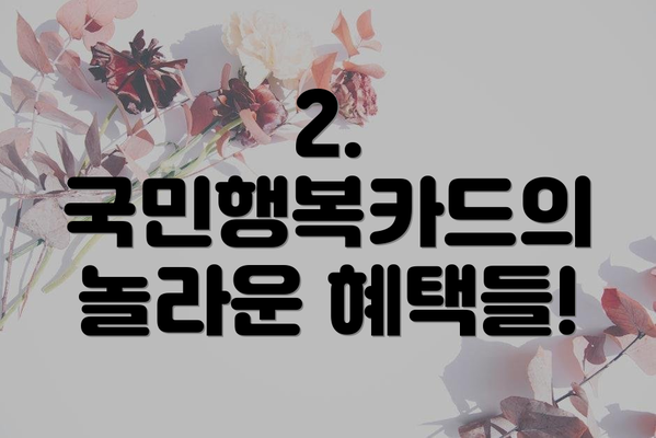 2. 국민행복카드의 놀라운 혜택들!