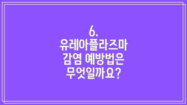 6. 유레아플라즈마 감염 예방법은 무엇일까요?