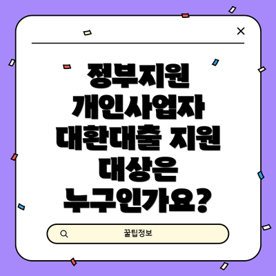 정부지원 개인사업자 대환대출의 주요 내용 정리