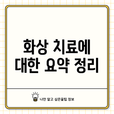 화상 치료에 대한 요약 정리