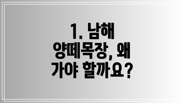 1. 남해 양떼목장, 왜 가야 할까요?
