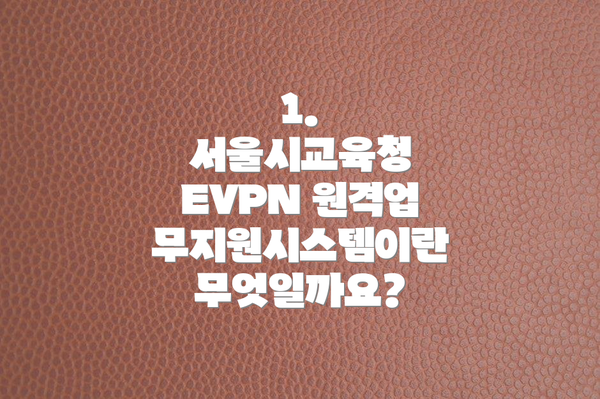 1. 서울시교육청 EVPN 원격업무지원시스템이란 무엇일까요?