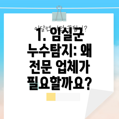 1. 임실군 누수탐지: 왜 전문 업체가 필요할까요?