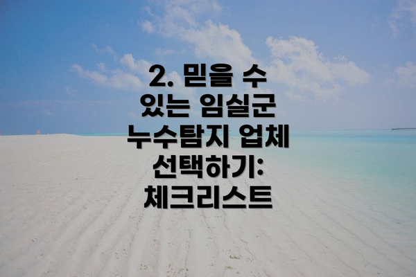 2. 믿을 수 있는 임실군 누수탐지 업체 선택하기: 체크리스트