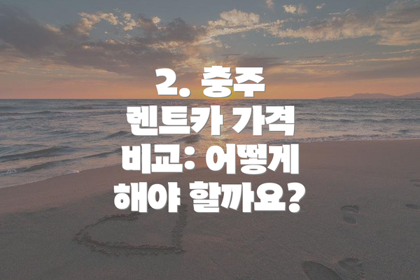 2. 충주 렌트카 가격 비교: 어떻게 해야 할까요?