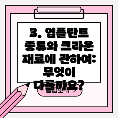 3. 임플란트 종류와 크라운 재료에 관하여:  무엇이 다를까요?