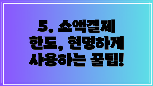 5. 소액결제 한도, 현명하게 사용하는 꿀팁!