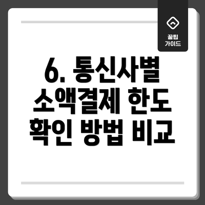 6. 통신사별 소액결제 한도 확인 방법 비교