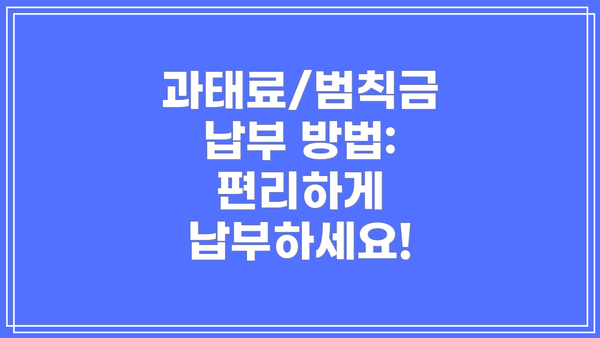 과태료/범칙금 납부 방법: 편리하게 납부하세요!