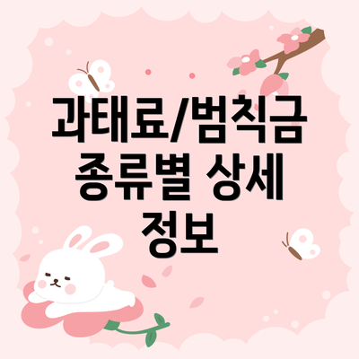 과태료/범칙금 종류별 상세 정보