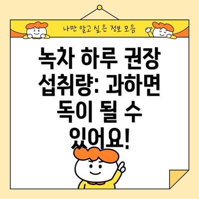 녹차 하루 권장 섭취량: 과하면 독이 될 수 있어요!