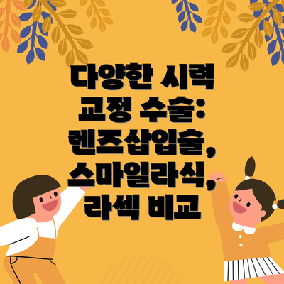 다양한 시력 교정 수술: 렌즈삽입술, 스마일라식, 라섹 비교