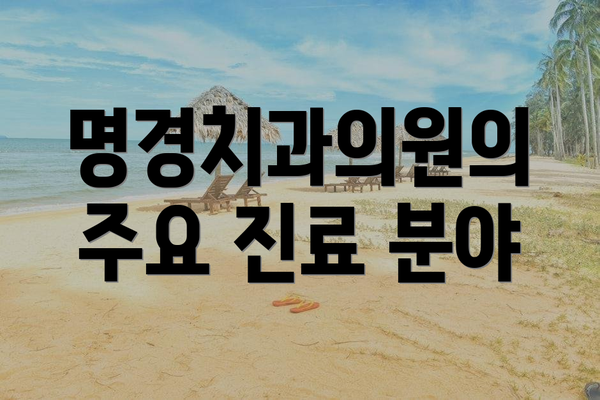 명경치과의원의 주요 진료 분야