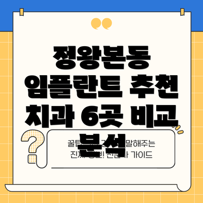 정왕본동 임플란트 추천 치과 6곳 비교 분석