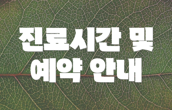 진료시간 및 예약 안내
