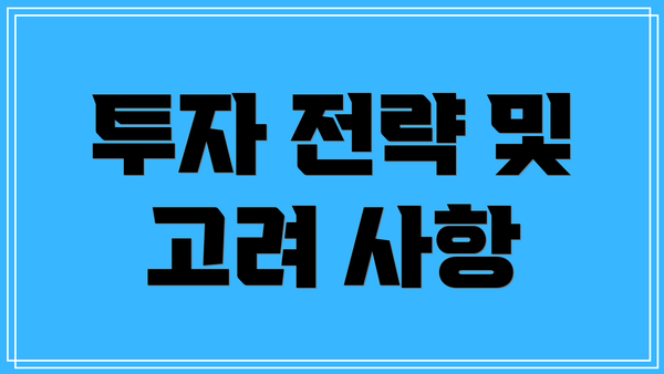 투자 전략 및 고려 사항